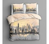 Générique Housse de Couette New York - 140x200, 1 Taie d'oreiller 65x65 - Parure de Lit New York, 1 Personne - Decoration Chambre, Cadeau - Microfibre, Zippée (J141)