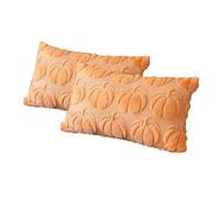 Générique Housse de Coussin Citrouille Halloween Decoration Automne Taie Oreiller Fourrure Housse Coussin 30x50 Rectangulaire Tangerine