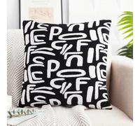 Générique Housse de Coussin Lot de 4 LinLettres Noires Blanches 45x45 CM