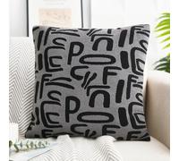 Générique Housse de Coussin Lot de 4 LinLettres Noires Grises 60x60 CM