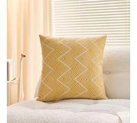 Générique Housse de Coussin Lot de 4 LinLigne Ondulée Jaune 45x45 CM Bohème