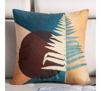 Générique Housse de Coussin Lot de 4 LinMarron Jaune Bleu 50x50 CM