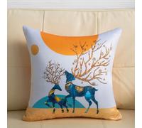 Générique Housse de Coussin Lot de 4 LinOrange Bleu Animaux 60x60 CM