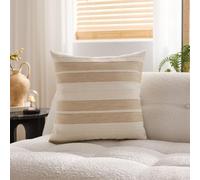Générique Housse de Coussin Lot de 4 LinRayures Beige 65x65 CM