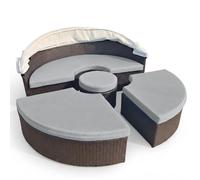 Générique Housse De Coussin pour Lit De Jour Extérieur 190,5 Cm, Lot De 5 Housses De Rechange Rondes pour Lit De Soleil, Housse Ajustée Facile À Installer (Light Gray,Size 1-Center Circle 31")