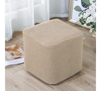 Générique Housse pour Pouf, Housse pour Tabouret, Housses pour Repose-Pieds Carrés, Housse Extensible, Housse de Protection Lavable Protection des Meubles de Salon,Marron,35x35x30cm