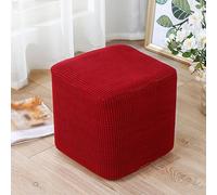Générique Housse pour Pouf, Housse pour Tabouret, Housses pour Repose-Pieds Carrés, Housse Extensible, Housse de Protection Lavable Protection des Meubles de Salon,Rouge,35x35x30cm