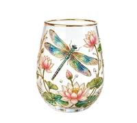 Générique Hummingbird Glass Tea Cup with Embossed Floral Design - 14oz Elegant Pink Gold-Rimmed Coffee Mug & Tumbler - Vintage Nature Art Gift for Mom, Women & Tea Lovers (B)