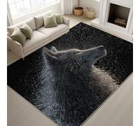 Générique Hyperréaliste Style Style Doux Tapiss Gros Plan Animaux Sauvages Imprimé Tapis Goutte d'eau Loup Lavable Tapis de Antidérapant pour Salon Chambre, Bureau 120 x 180 cm