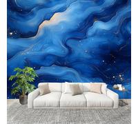 Générique Imperméable,Inodore intérieure Papier Peint 400x280 cm Art FluiAbstrait Amovible Fresque Murale décorer Papier Peint Photo Bleu Pour Meuble Salon Salle Bain Chambre Armoire