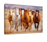 Générique Impression sur Toile avec Cadre Animal - Tableau Peinture 40 x 30 cm Marron Cheval Course Prairie - Tableau Affiche Décoration Murale pour Salon, Chambre, Salle de Bain & Bureau