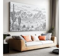 Générique Impression sur Toile avec Cadre Paysage De Cactus Du Désert 40x30cm Tableau Décoration Murale, Image Art Mural pour Salon Chambre Salle de Bain Maison, Tableau Décoratif
