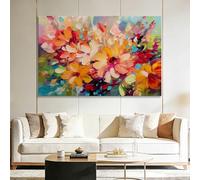 Générique Impressionniste Tableau Decoration Murale Salon, Floral Feuilles Vertes Paysage Impression sur Toile Cadre Mural - Tableau Peinture Sur Toile Décoration pour Chambre Cuisine 120 x 60 cm