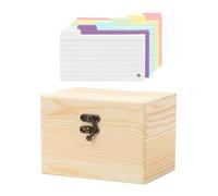 Générique Index Card Box, Wooden Note Holder, File Organizer with Dividers, Storage Case for Notes, Flashcard, Postcards, Recipes, Paper, Envelopes, Perfect for Home, Offices, School, College