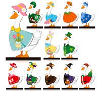 Générique Interchangeable Seasonal Animal Wooden Decor Set (Goose) | DIY Animal Tabletop Sign with Magnetic Interchangeables! Multi-Layer Tray Decor for Home & Office, Perfect Birthday