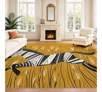 Générique Intérieur Tapis 140 x 200 cm De Salon, Africain Animal Zèbre Rayures Herbe Marron Doré Moderne Animal Imprimé Soft Antidérapant Doux Flanelle Tapis De Sol pour Chambre, Décoration De Maison