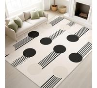 Générique Intérieur Tapis 140 x 200 cm De Salon, Moderne Minimaliste Délicat Élégant Doux Noir Rayures Pois Soft Antidérapant Doux Flanelle Tapis De Sol pour Chambre, Décoration De Maison