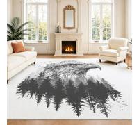 Générique Intérieur Tapis 140 x 200 cm De Salon, Rustique Lignes Tête d'aigle Noir Forêt Couleur Claire Animal Naturel Soft Antidérapant Doux Flanelle Tapis De Sol pour Chambre, Décoration De Maison