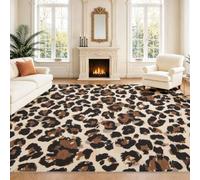 Générique Intérieur Tapis 140 x 200 cm De Salon, Sauvage Moderne Léopard Imprimé Beige Noir Brun Animal Motif Mode Soft Antidérapant Doux Flanelle Tapis De Sol pour Chambre, Décoration De Maison