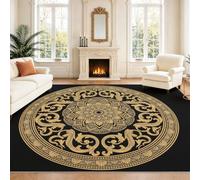 Générique Intérieur Tapis 40 x 60 cm De Salon, Baroque Décor Or Noir Mandala Volutes Motif Soft Antidérapant Doux Flanelle Tapis De Sol pour Chambre, Décoration De Maison