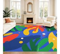 Générique Intérieur Tapis 40 x 60 cm De Salon, Tropical Abstrait Bleu Vert Rouge Jaune Feuilles Plante Soft Antidérapant Doux Flanelle Tapis De Sol pour Chambre, Décoration De Maison
