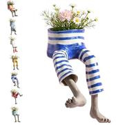 Générique Jardinière Créative en Résine en Forme D'humain Assis, Joli Pot De Fleurs Aux Jambes Pendantes avec Trou De Drainage, Pot De Fleurs Au Design Ludique Représentant Une Personne Assise (#H)