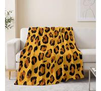 Générique Jaune Couverture Plaid en Polaire Animal Abstrait Art | Couverture en Flanelle Classique Tache De Léopard, Plaid Doux, Moelleux et Respirant 150 x 200 cm pour Lit Canapé Déco