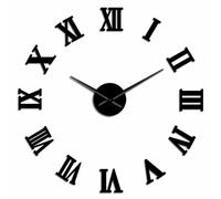 Générique Kit d’Horloge Acrylique Moderne thème Chiffres Romains, Horloge Murale sans Cadre 3D avec Autocollants miroirs pour Salon (Noir, 27 Pouces)