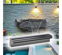 Générique Kit de Cascade avec déversoir en Acier Inoxydable, Tuyau ondulé, pour piscines et bassins à carpes koï - Fontaine rectangulaire en Pierre de 45 cm (18 Pouces), décoration de Jardin élégante