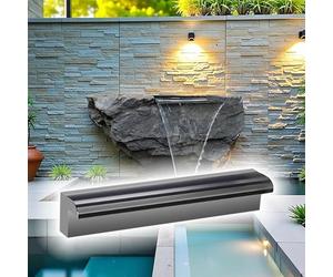Générique Kit de Cascade avec déversoir en Acier Inoxydable, Tuyau ondulé, pour piscines et bassins à carpes koï - Fontaine rectangulaire en Pierre de 45 cm (18 Pouces), décoration de Jardin élégante