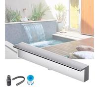 Générique Kit de Cascade avec déversoir et tuyaux ondulés pour extérieur, Fontaine Cascade en Acier Inoxydable pour extérieur - Kit Mural à Jet d'eau Fluide pour Jardins et piscines, 152 cm (argenté)