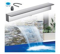 Générique Kit de déversoir de Cascade avec Tuyau ondulé pour extérieur, (Déversoir de Cascade en Acier Inoxydable pour Bassin - Sortie de Jet de Fontaine encastrée pour Cour, Jardin, Spa et Patio | T