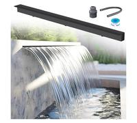 Générique Kit de déversoir de Cascade avec Tuyau ondulé pour extérieur, (Kit de Fontaine Cascade extérieure - Déversoir en Acier Inoxydable Noir pour Jardin et terrasse - Largeurs de 12" à 72" - Élém