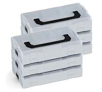 Générique L-BOXX Mini grise avec couvercle transparent, lot de 6 | Boîte de rangement empilable avec séparateurs amovibles | Organisateur de vis, chevilles et petites pièces