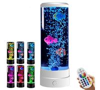 Générique Lampe à Poissons Sensorielle pour Bébé, Veilleuse d'Aquarium, Lampe d'Ambiance à Poissons à Bulles, Télécommande pour la Décoration (Blanc)