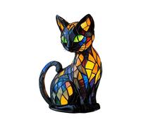 Générique Lampe À Résine D'animaux, Lampe De Chat En Sculpture En Résine Vintage, Lampes De Table Chat Lumière Nuit Veilleuse LED Pour Chambre À Coucher, Chambre D'enfant, Salon