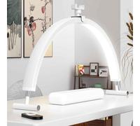 Générique Lampe Demi Lune Onglerie 72cm 50W, Luminosité Réglable 3 Couleurs, Lampe Esthétique Professionnel avec Support Téléphone pour Bureau Cils Tatouage ManucureWhite,One Size