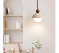 Générique Lampe LED suspendue en pierre jaune, Innovation moderne, luminaire décoratif de plafond demi-rond for chambre minimaliste européenne(Walnut Wood)