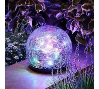 Générique Lampe solaire extérieure, lampe solaire imperméable en verre de crépuscule de jardin pour pelouse de Cour, lumière de boule de jardin décorative extérieure (Multicolore, 10CM 20LED)