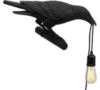 Générique Lampes de table Black Birds Lampe de table à LED en résine en forme de corbeau avec culot E27 pour chambre à coucher, bureau, dortoir universitaire, mur noir droit (Pack 1 - Applique 1)