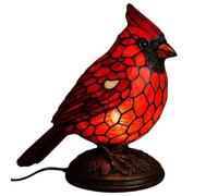 Générique Lampes de table d'oiseau rouge, lampe en vitrail, veilleuse d'oiseau, pour la décoration de Noël du bureau à domicile
