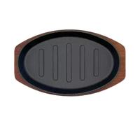Générique Рlaque Grill Fonte - Poêle Steak 10 Pouces | Socle Service Bois