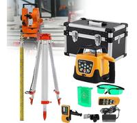 Générique Laser Rotatif à nivellement Automatique, kit de Niveau Laser Rotatif à 360° avec autonivellement, portée de 500 m for travaux extérieurs (kit de Niveau Laser Rotatif avec trépied et Tige)