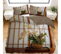 Générique L'Atmosphère Paisible des Orchidées 3D Imprimé Housse de Couette Parure de Lit 2 Personnes 240 x 260 cm, Beige Microfibre Ensemble de Literie avec Housses de Couettes Taies d'oreillers