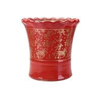 Générique LAUMZX Pot de Fleur en céramique Rouge, jardinière Style Chinois Traditionnel avec des Personnages Poissons Porte-Bonheur, Pot Plante d'intérieur décoratif, récipient vitré(30cm)