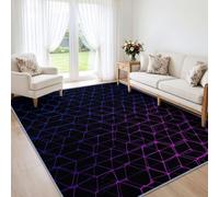 Générique Lavable Machine Tapis Néon Technologie Dessous Antidérapant, Dégradé Grille Cube Tapis Pile Courte 60 x 90 cm pour Salon Salle à Manger Chambre Cuisine Entrée