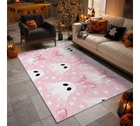 Générique Lavable Tapis Fantôme, 200x290 cm | Tapis Salon Nœud Rose Halloween, Antidérapant, Poil Court, Moquette, Salon, Chambre, Bureau, Nettoyage Facile P-&144