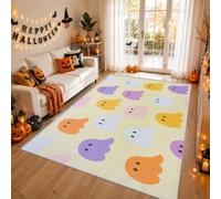 Générique Lavable Tapis Fantôme Pastel Interieur 180x200 cm | Tapis Salon Halloween Mignon Kawaii Enfants, Chambre, Cuisine, Moquette Motif Antidérapant, Poil Ras, Doux QAZ46