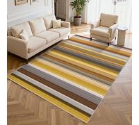 Générique Lavable Tapis Rayures Verticales, 200x290 cm | Tapis Salon Rayure Brune, Antidérapant, Poil Court, Moquette, Salon, Chambre, Bureau, Nettoyage Facile P-&143