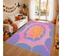 Générique Lavable Tapis Toile d'araignée Halloween Interieur 200x300 cm | Tapis Salon Toile d'araignée Rose Pastel Violette, Chambre, Cuisine, Moquette Motif Antidérapant, Poil Ras, Doux QAZ203